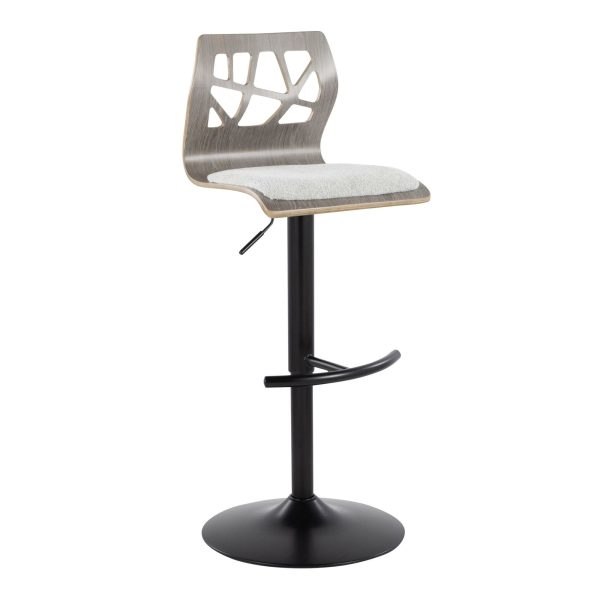 Folia Light Grey Contemporary Adjustable Swivel Barstool Set of 2 5