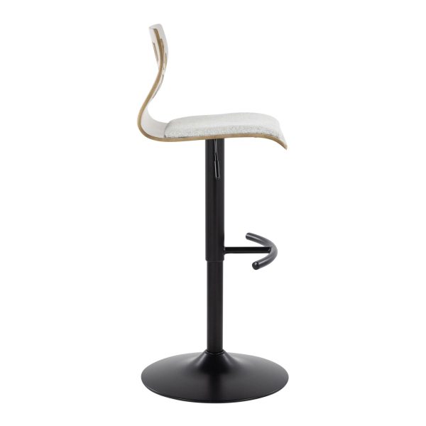Folia Light Grey Contemporary Adjustable Swivel Barstool Set of 2 6
