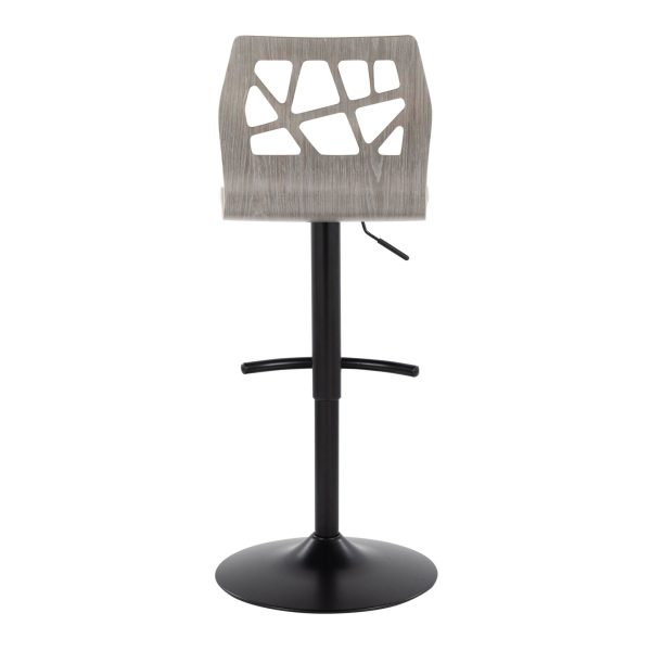 Folia Light Grey Contemporary Adjustable Swivel Barstool Set of 2 8
