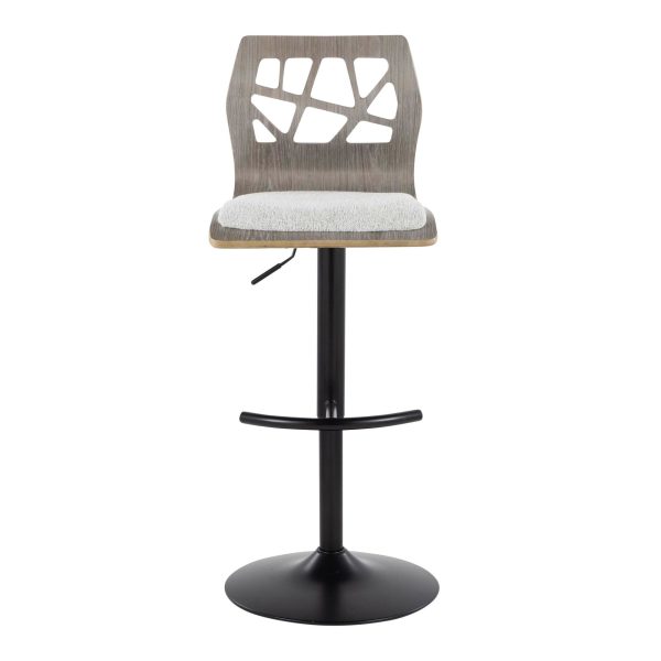 Folia Light Grey Contemporary Adjustable Swivel Barstool Set of 2 9