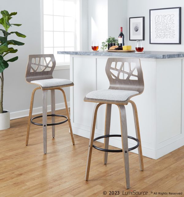 Folia Light Grey Contemporary Swivel Barstool Set of 2 1