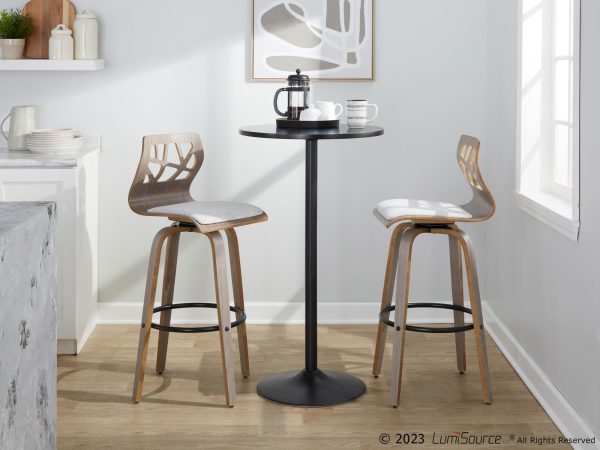 Folia Light Grey Contemporary Swivel Barstool Set of 2 2