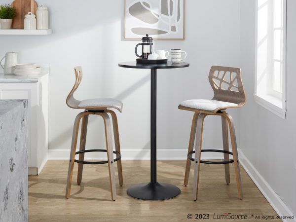 Folia Light Grey Contemporary Swivel Barstool Set of 2 3