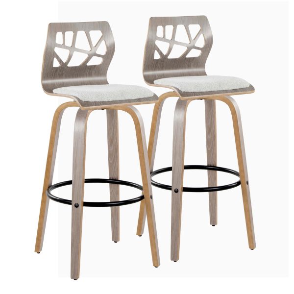 Folia Light Grey Contemporary Swivel Barstool Set of 2 4