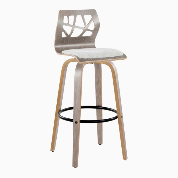 Folia Light Grey Contemporary Swivel Barstool Set of 2 5