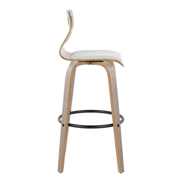 Folia Light Grey Contemporary Swivel Barstool Set of 2 6