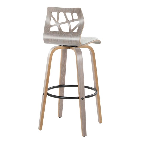 Folia Light Grey Contemporary Swivel Barstool Set of 2 7