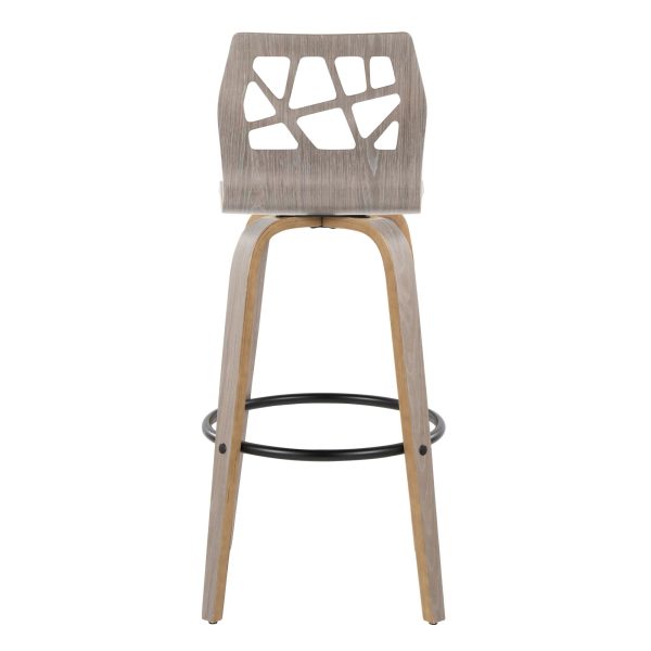 Folia Light Grey Contemporary Swivel Barstool Set of 2 8