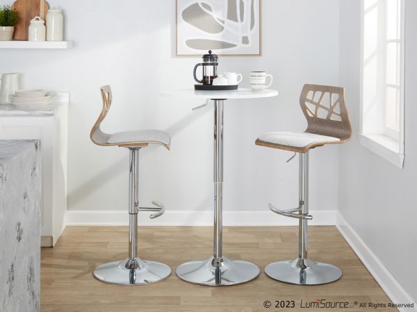 Folia Light Grey Wood Contemporary Adjustable Swivel Barstool Set of 2 2