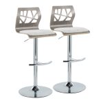 Folia Light Grey Wood Contemporary Adjustable Swivel Barstool (Set of 2) 16 Folia Light Grey Wood Contemporary Adjustable Swivel Barstool (Set of 2)