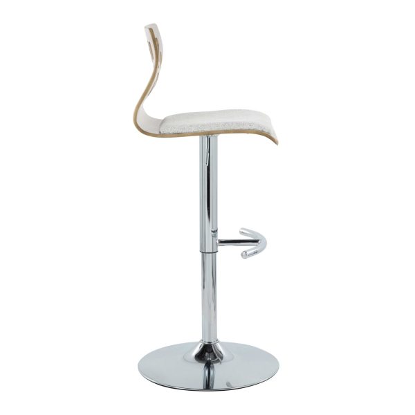 Folia Light Grey Wood Contemporary Adjustable Swivel Barstool Set of 2 6
