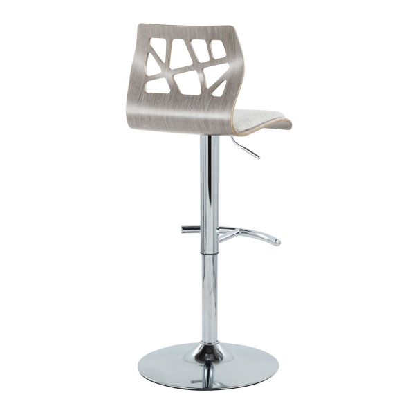 Folia Light Grey Wood Contemporary Adjustable Swivel Barstool Set of 2 7