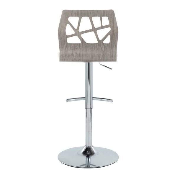 Folia Light Grey Wood Contemporary Adjustable Swivel Barstool Set of 2 8