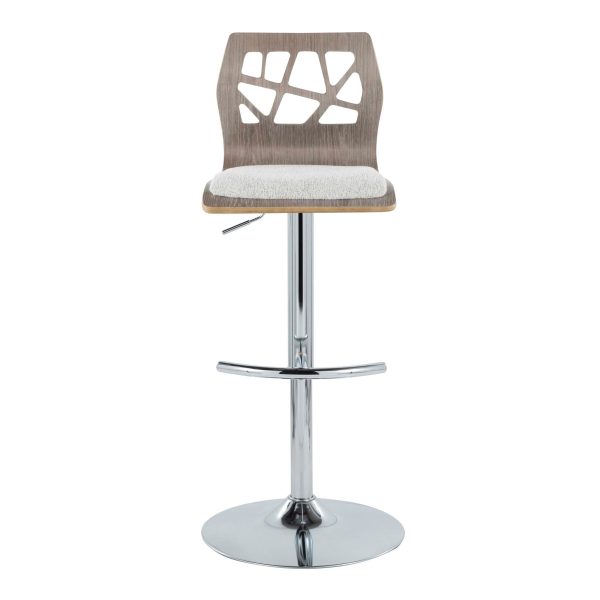 Folia Light Grey Wood Contemporary Adjustable Swivel Barstool Set of 2 9