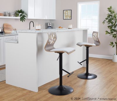 Folia Mid-Century Modern Adjustable Swivel Bar Stools (Set of 2) (Set of 2)