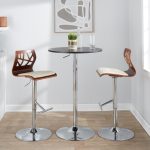 Folia Mid-Century Modern Adjustable Swivel Barstool Chrome Walnut Cream