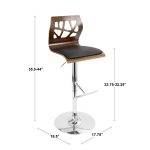 Folia Mid-Century Modern Adjustable Swivel Barstool Chrome Walnut Cream