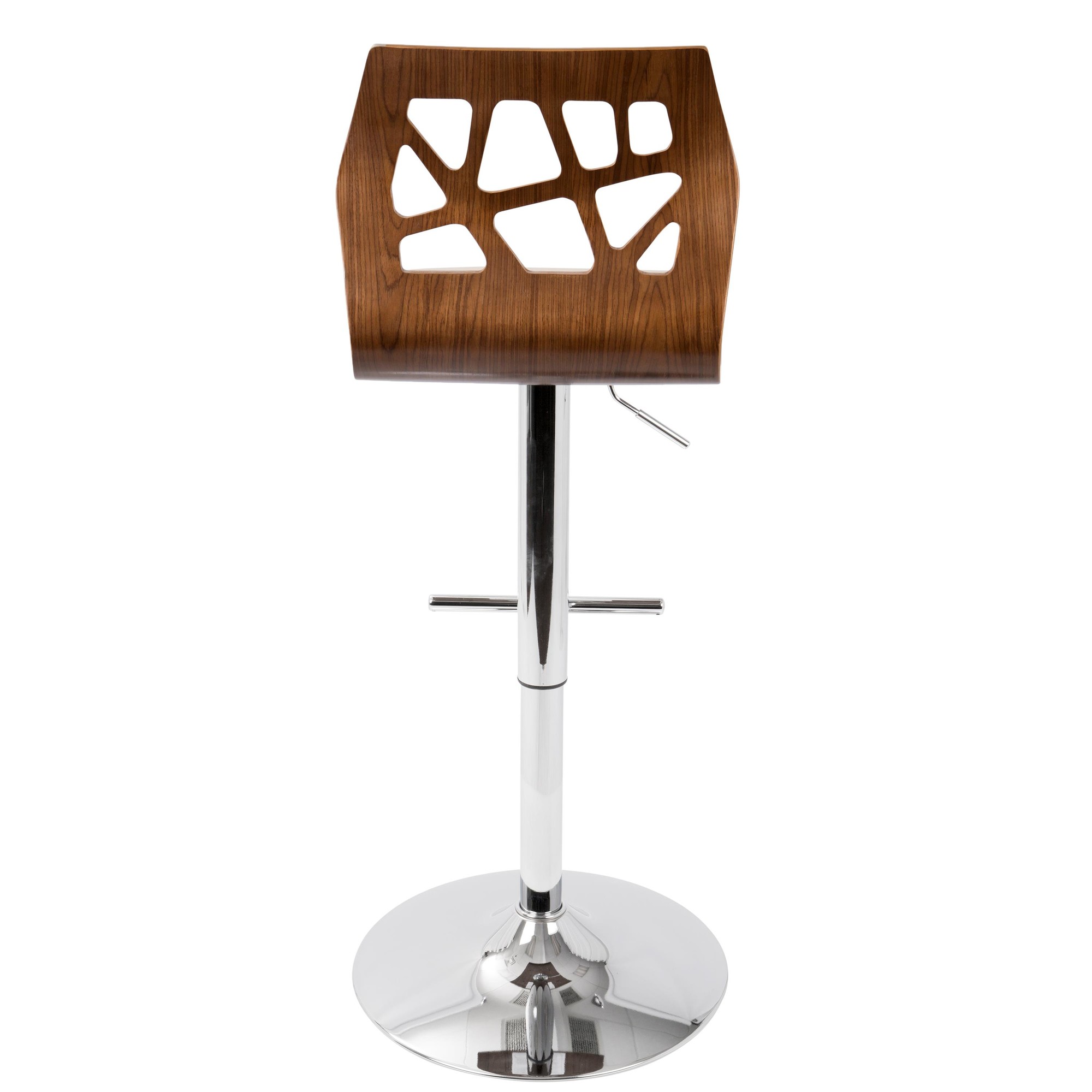 Folia Mid-Century Modern Chrome and Walnut Barstool (Set of 3) 7 Folia Mid-Century Modern Chrome and Walnut Barstool (Set of 3) - Image 7