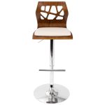 Folia Mid-Century Modern Chrome and Walnut Barstool (Set of 3) 18 Folia Mid-Century Modern Chrome and Walnut Barstool (Set of 3)