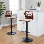 Folia Mid-Century Modern Cream Faux Leather Swivel Barstool (Set of 2)