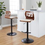 Folia Mid-Century Modern Cream Faux Leather Swivel Barstool (Set of 2)