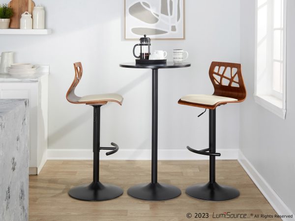 Folia Mid Century Modern Cream Faux Leather Swivel Barstool Set of 2 2