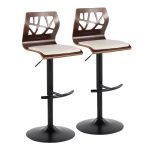 Folia Mid-Century Modern Cream Faux Leather Swivel Barstool (Set of 2)
