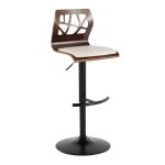 Folia Mid-Century Modern Cream Faux Leather Swivel Barstool (Set of 2)