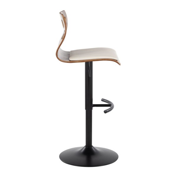 Folia Mid Century Modern Cream Faux Leather Swivel Barstool Set of 2 6