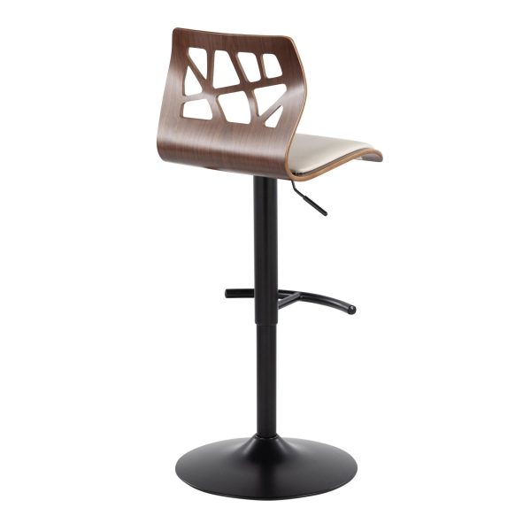 Folia Mid Century Modern Cream Faux Leather Swivel Barstool Set of 2 7