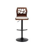 Folia Mid-Century Modern Cream Faux Leather Swivel Barstool (Set of 2)