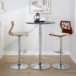 Folia Mid-Century Modern Cream Swivel Barstool Chrome Walnut (Set of 2) 17 Folia Mid-Century Modern Cream Swivel Barstool Chrome Walnut (Set of 2)