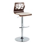 Folia Mid-Century Modern Cream Swivel Barstool Chrome Walnut (Set of 2) 19 Folia Mid-Century Modern Cream Swivel Barstool Chrome Walnut (Set of 2)