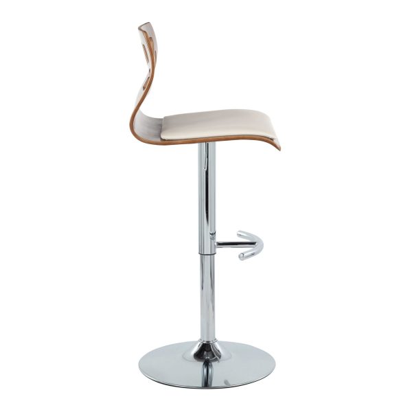 Folia Mid Century Modern Cream Swivel Barstool Chrome Walnut Set of 2 6