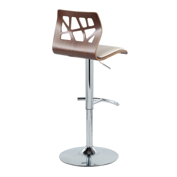 Folia Mid Century Modern Cream Swivel Barstool Chrome Walnut Set of 2 7
