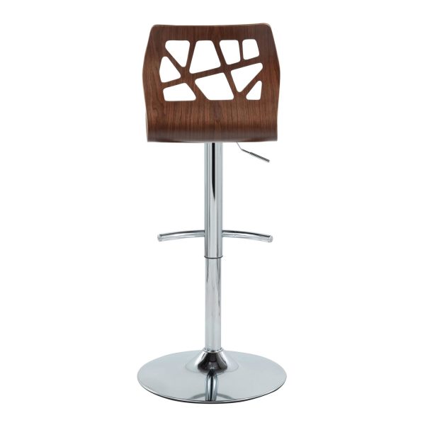 Folia Mid Century Modern Cream Swivel Barstool Chrome Walnut Set of 2 8