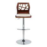 Folia Mid-Century Modern Cream Swivel Barstool Chrome Walnut (Set of 2) 23 Folia Mid-Century Modern Cream Swivel Barstool Chrome Walnut (Set of 2)