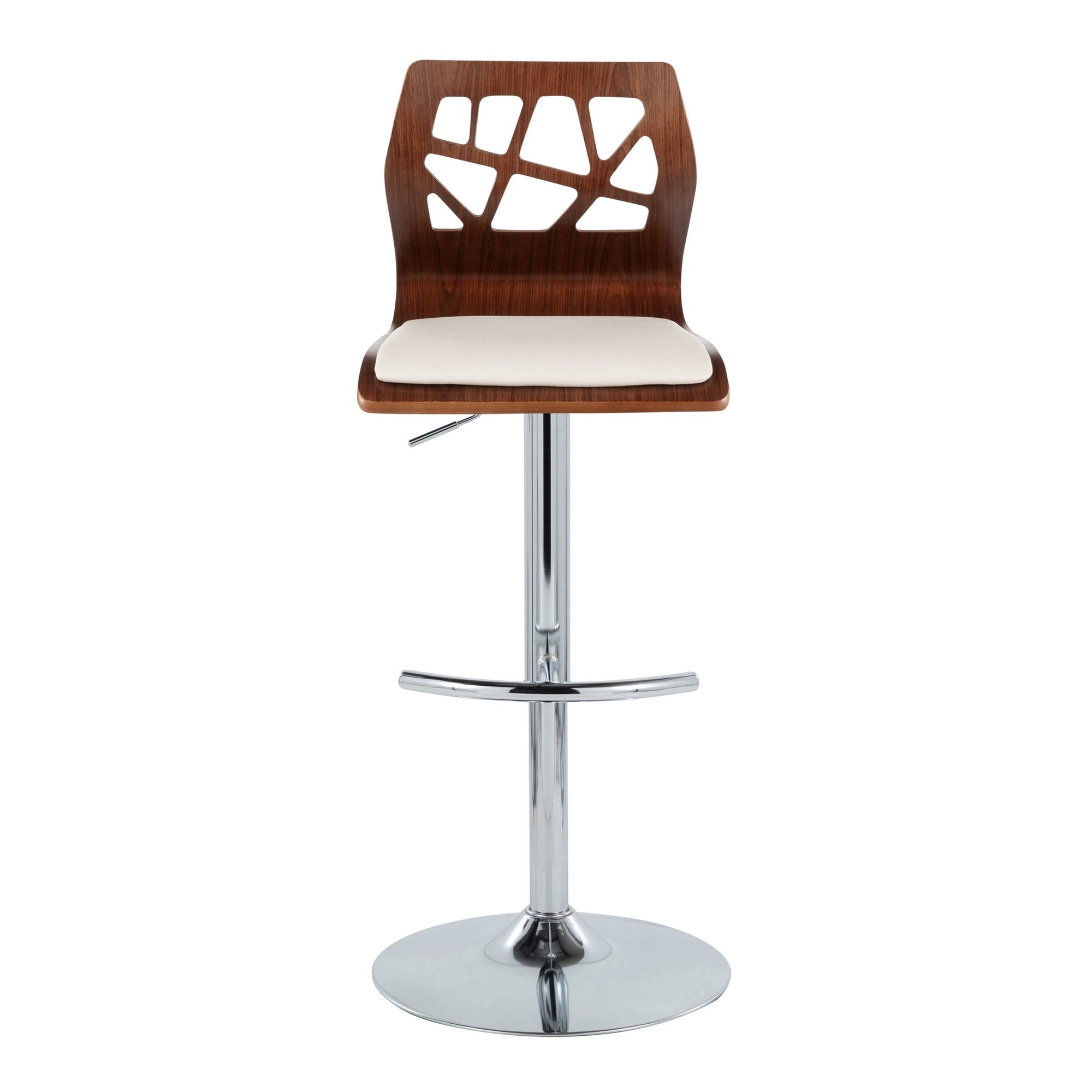 Folia Mid-Century Modern Cream Swivel Barstool Chrome Walnut (Set of 2) 10 Folia Mid-Century Modern Cream Swivel Barstool Chrome Walnut (Set of 2) - Image 10