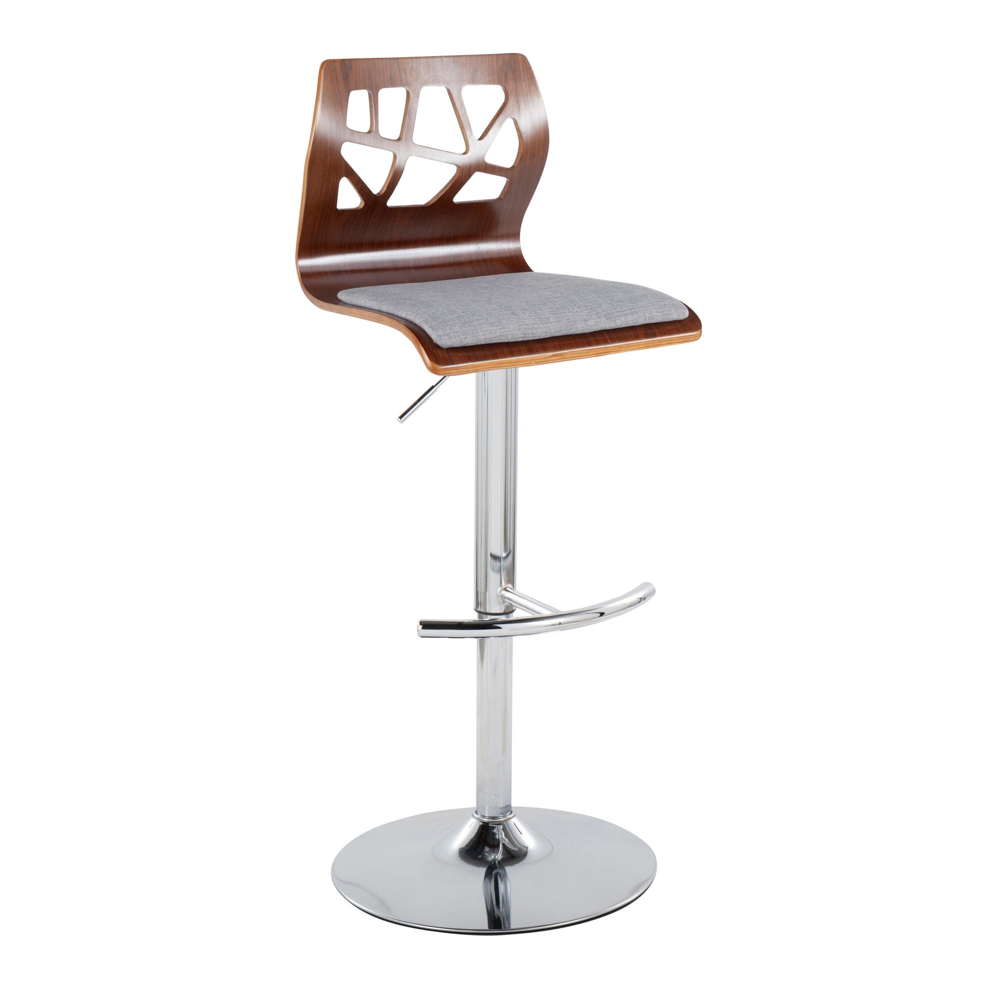 Folia Mid-Century Modern Grey Swivel Adjustable Barstool (Set of 2) 3 Folia Mid-Century Modern Grey Swivel Adjustable Barstool (Set of 2) - Image 3