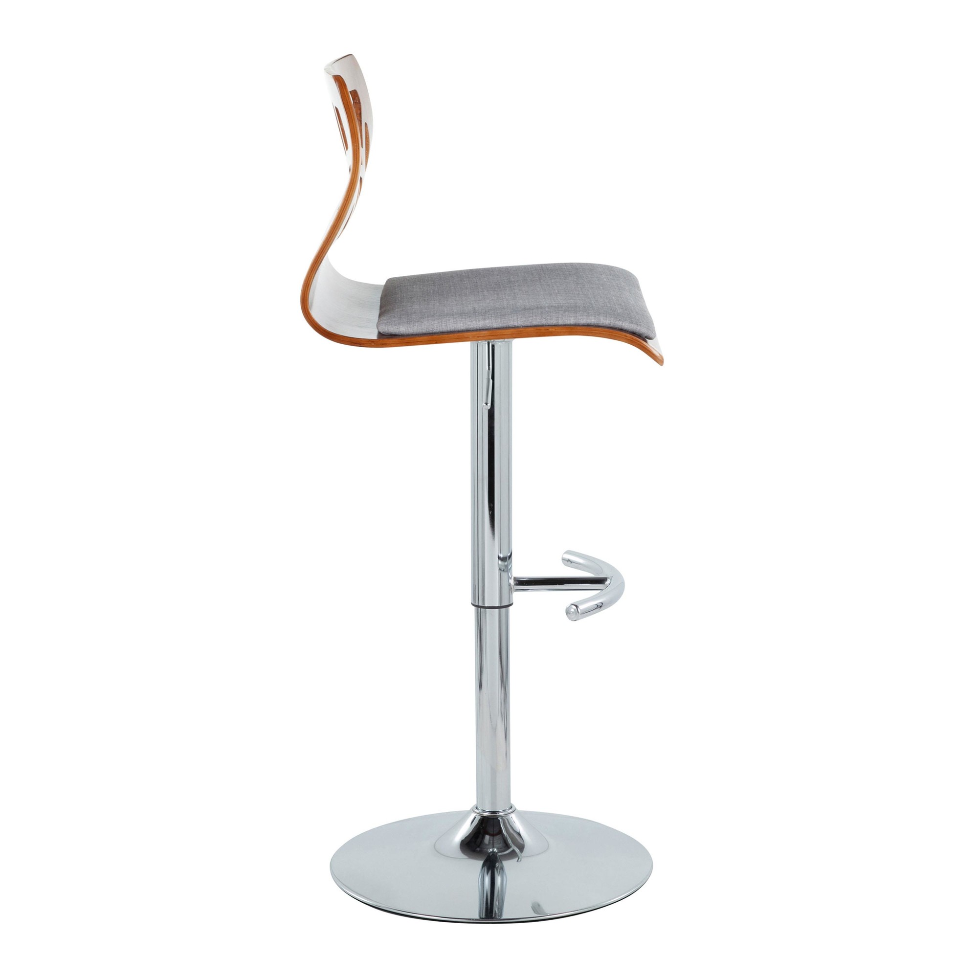 Folia Mid-Century Modern Grey Swivel Adjustable Barstool (Set of 2) 4 Folia Mid-Century Modern Grey Swivel Adjustable Barstool (Set of 2) - Image 4