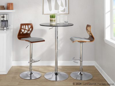 Folia Mid-Century Modern Grey Swivel Adjustable Barstool (Set of 2)