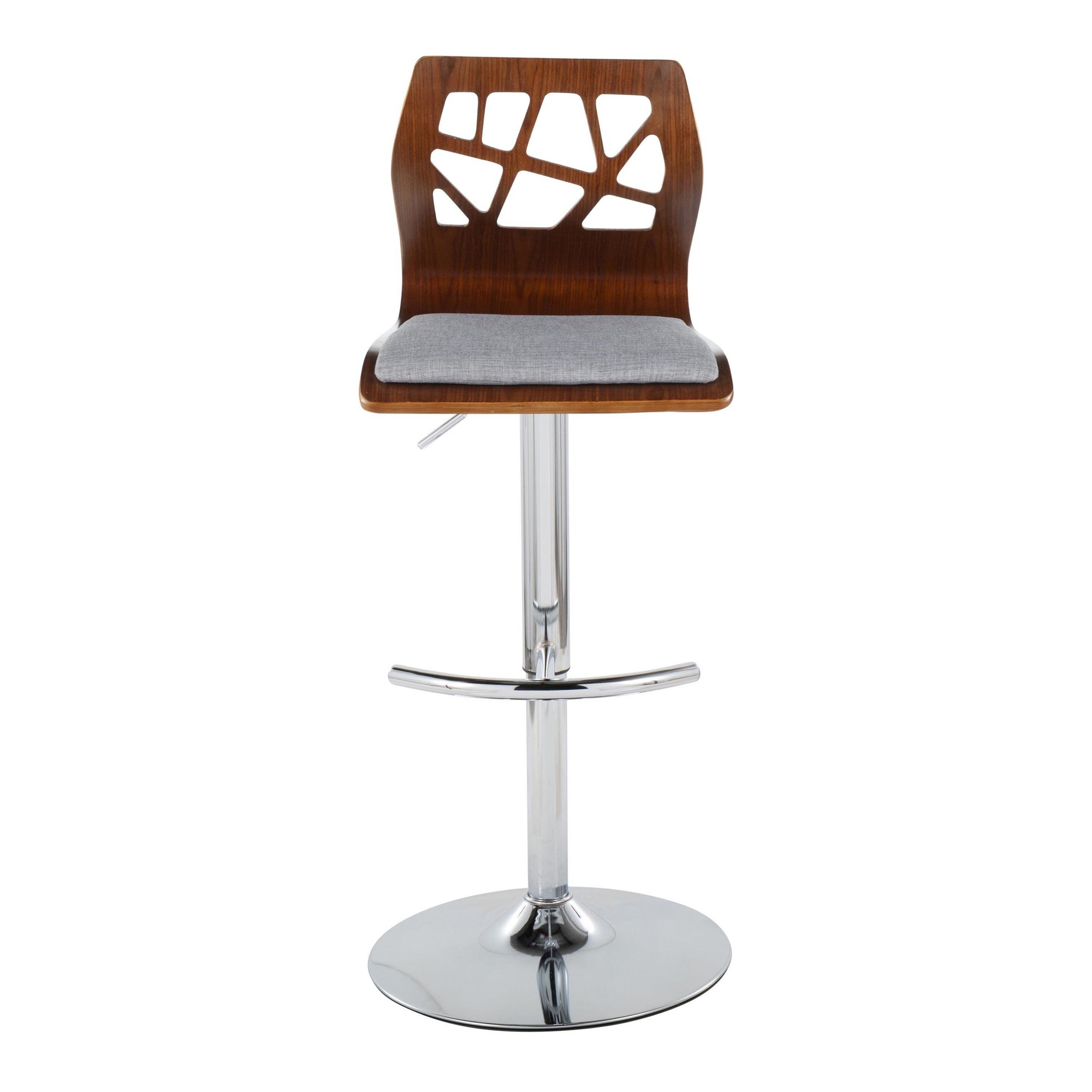 Folia Mid-Century Modern Grey Swivel Adjustable Barstool (Set of 2) 7 Folia Mid-Century Modern Grey Swivel Adjustable Barstool (Set of 2) - Image 7