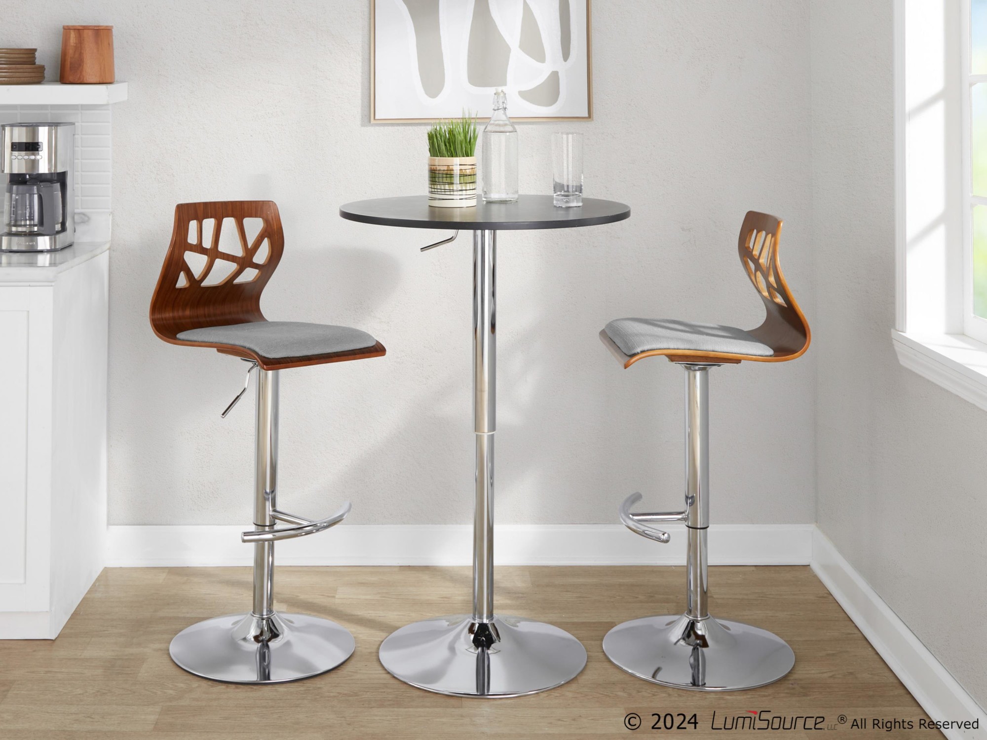 Folia Mid-Century Modern Grey Swivel Adjustable Barstool (Set of 2) 1 Folia Mid-Century Modern Grey Swivel Adjustable Barstool (Set of 2)