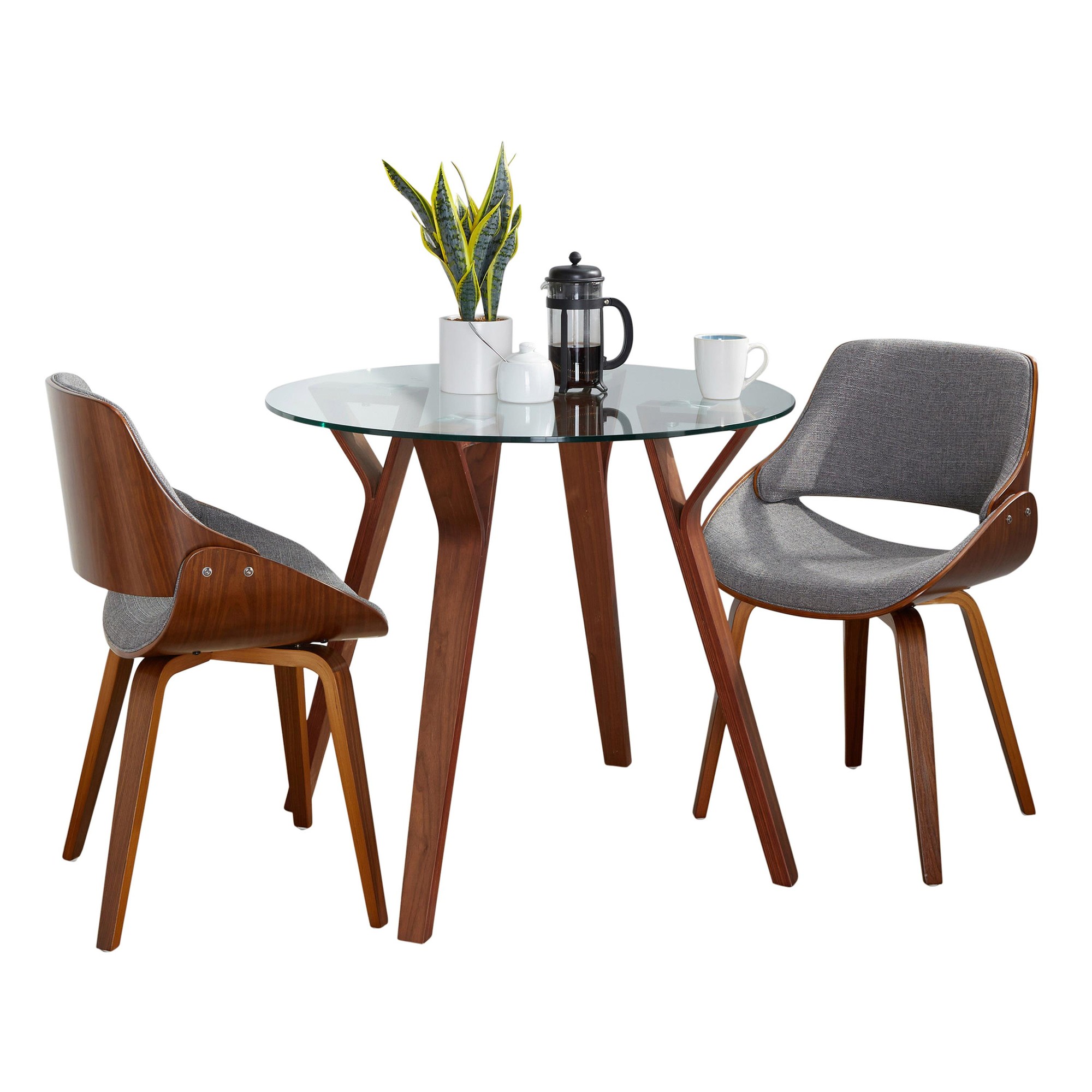 Folia Mid-Century Modern Round Walnut Dining Set 3 Folia Mid-Century Modern Round Walnut Dining Set - Image 3