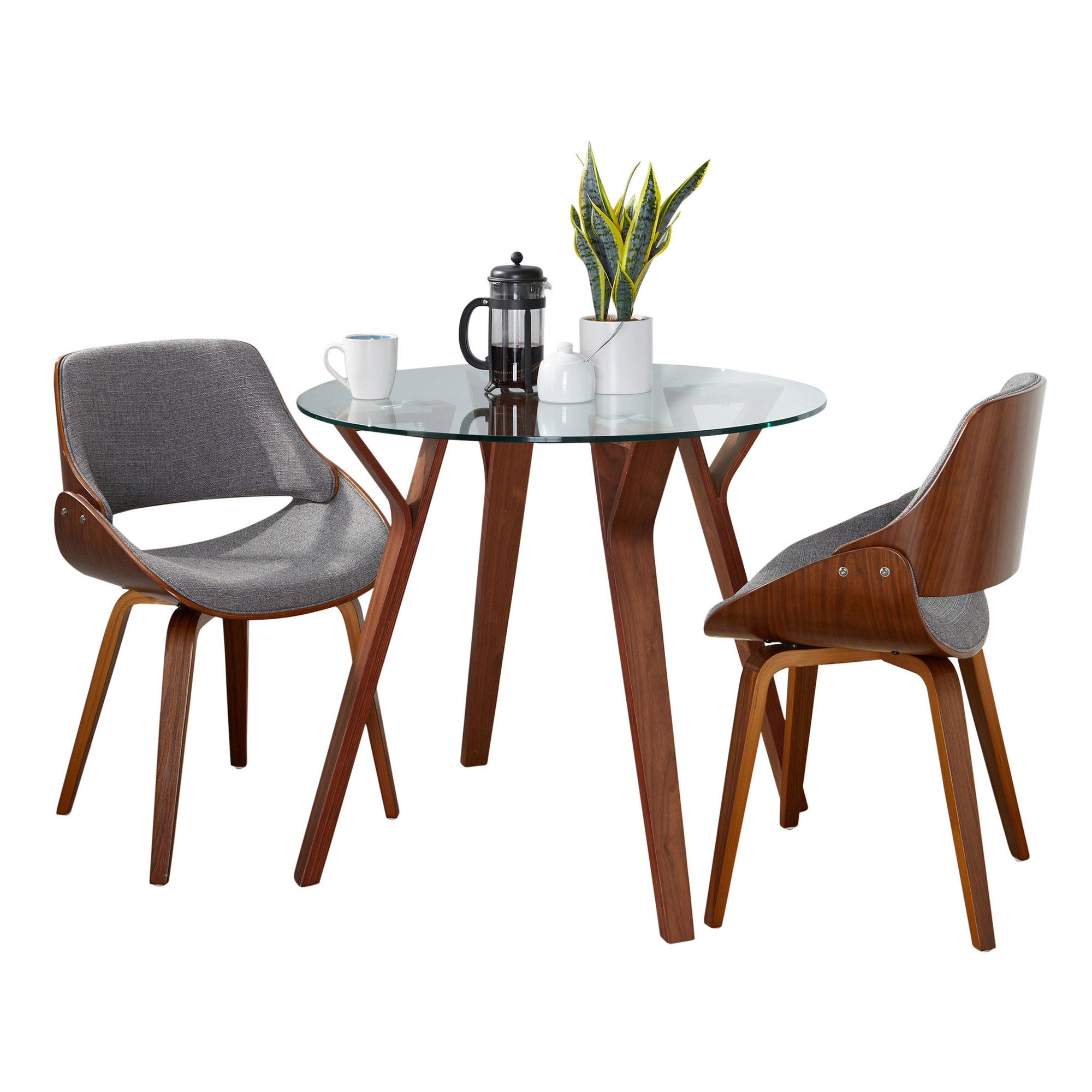 Folia Mid-Century Modern Round Walnut Dining Set 4 Folia Mid-Century Modern Round Walnut Dining Set - Image 4