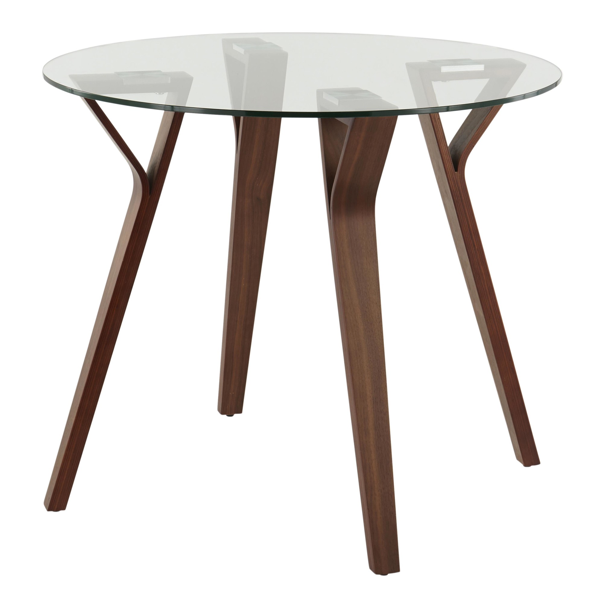 Folia Mid-Century Modern Round Walnut and Glass Dinette Table 8 Folia Mid-Century Modern Round Walnut and Glass Dinette Table - Image 8