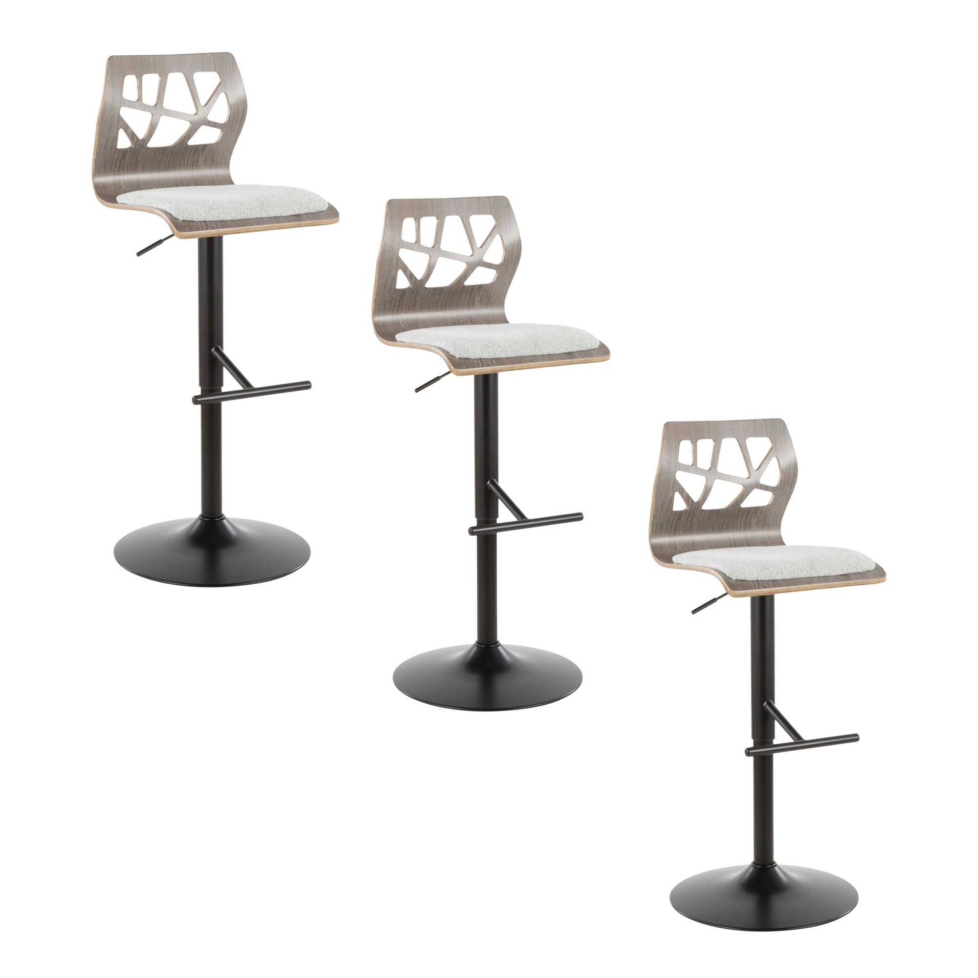 Folia Mid-Century Modern Swivel Adjustable Barstools Light Grey (Set of 3) (Set of 3) 4 Folia Mid-Century Modern Swivel Adjustable Barstools Light Grey (Set of 3) (Set of 3) - Image 4