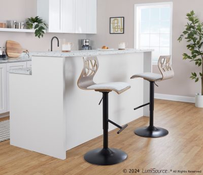 Folia Mid-Century Modern Swivel Adjustable Barstools Light Grey (Set of 3) (Set of 3)