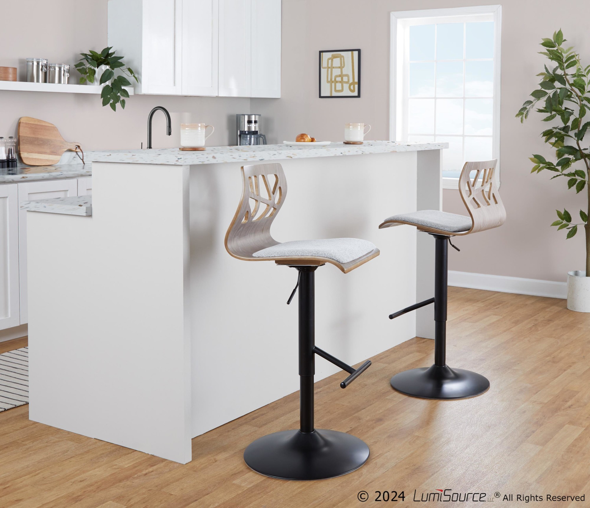 Folia Mid-Century Modern Swivel Adjustable Barstools Light Grey (Set of 3) (Set of 3) 1 Folia Mid-Century Modern Swivel Adjustable Barstools Light Grey (Set of 3) (Set of 3)