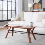 Folia Mid-Century Modern Walnut Wood Coffee Table